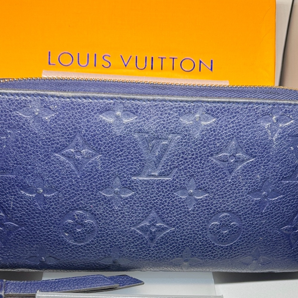 Louis Vuitton Navy Embossed Zipper Wallet